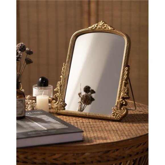 Vintage Vanity Makeup Desk Mirror, Antique Traditional Chic Arch Table Mirror - Picture 6 of 7
